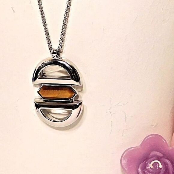 Lia Sophia "Magnetic" Necklace, 32-35", Tiger's Eye, NWT - Picture 2 of 7